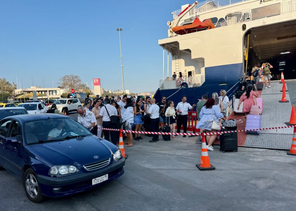Passengers boarding ferry in Praeus. 