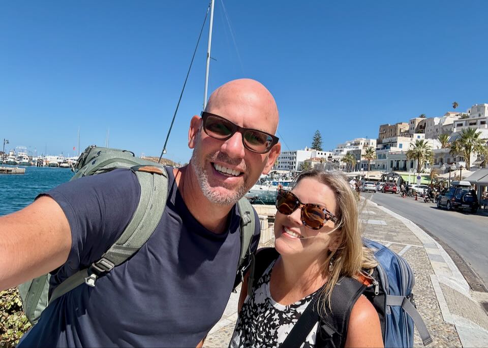 Santorini Dave island hopping in Greece.
