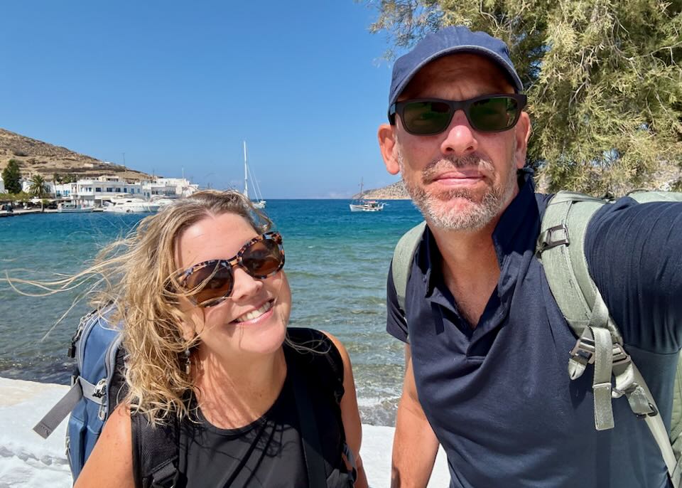 Santorini Dave and his wife in the Cyclades.