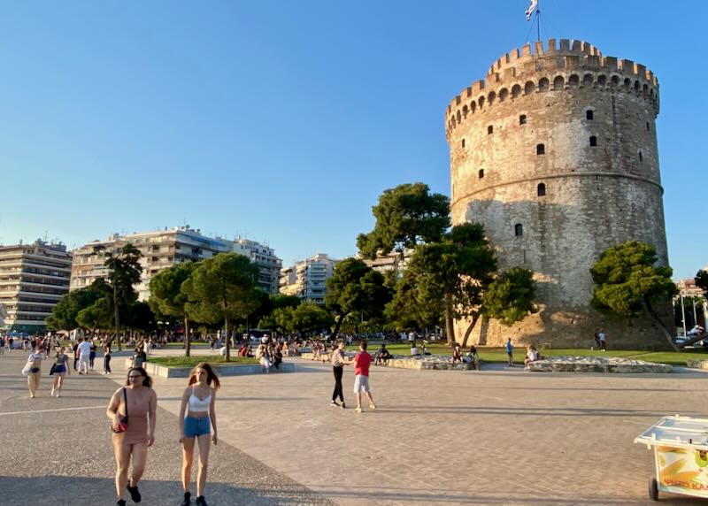 The White Tower during our walk along the Thessaloniki waterfront.