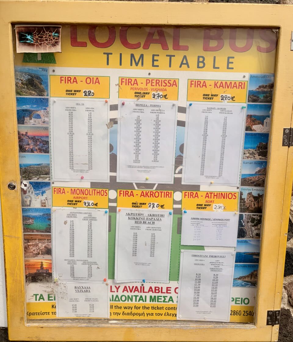 Santorini bus schedule.