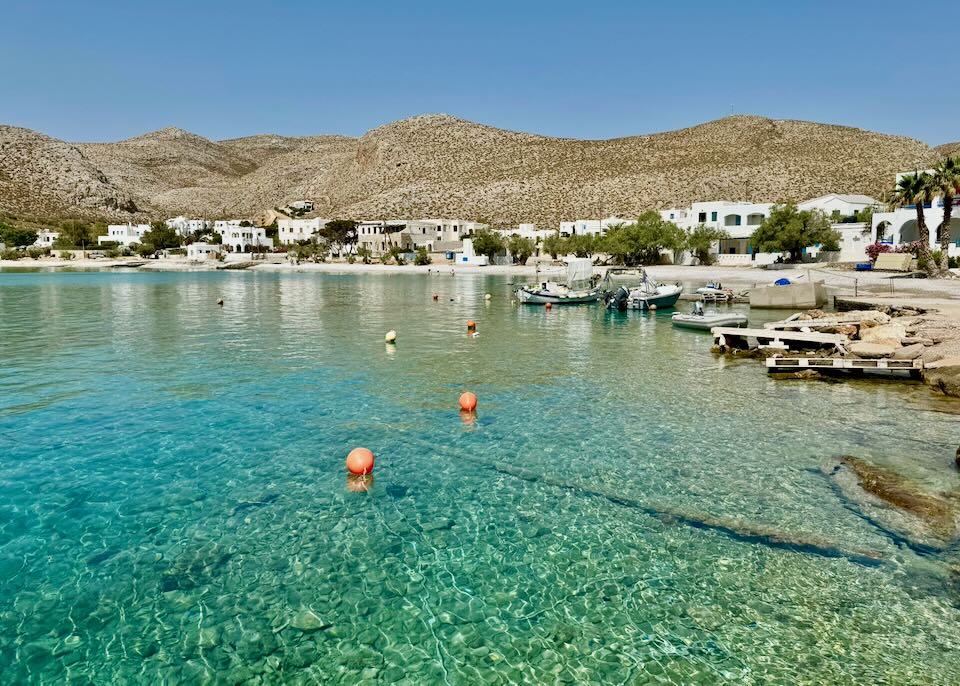 Beach and port in Folegandros.