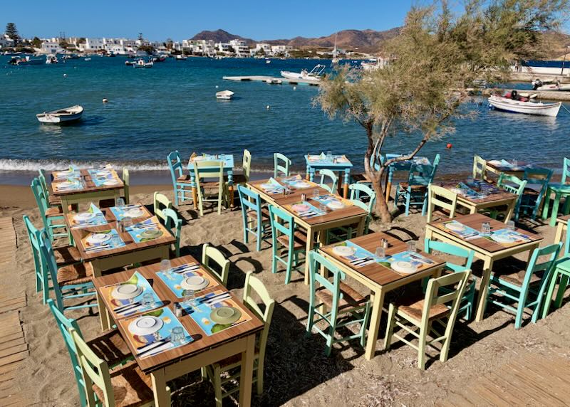 Beach restaurants in Pollonia, Milos.