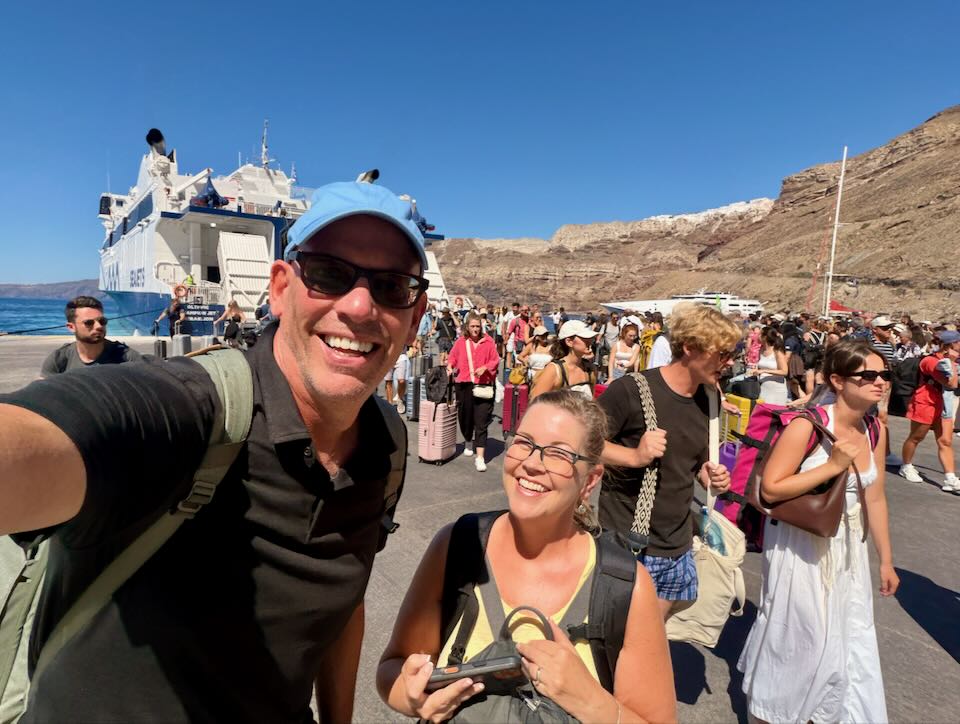 Santorini Dave at the ferry port.