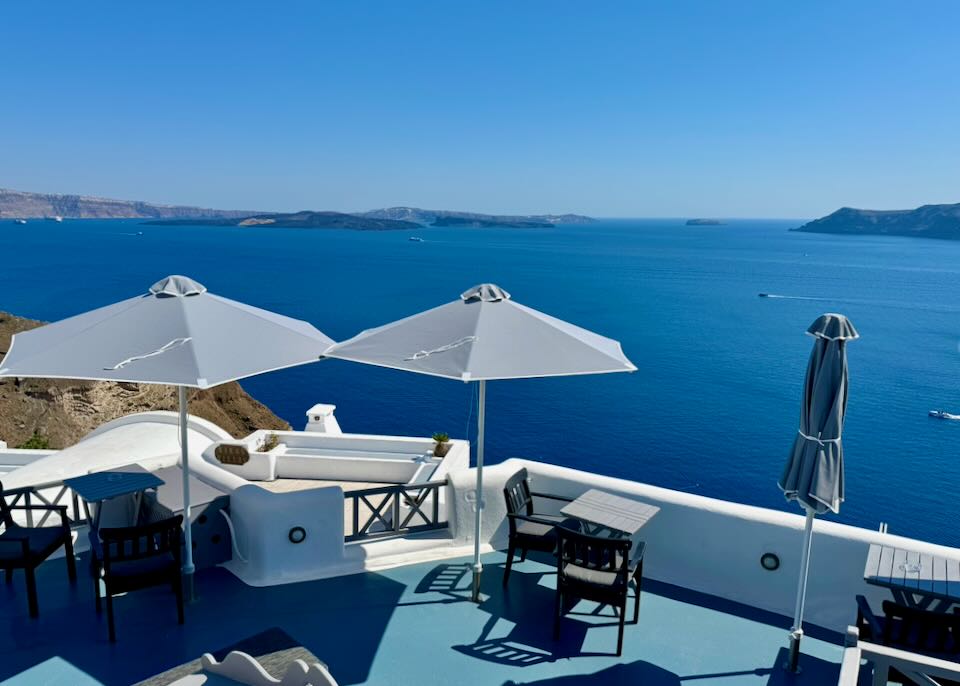 Cheap hotel with view in Oia.