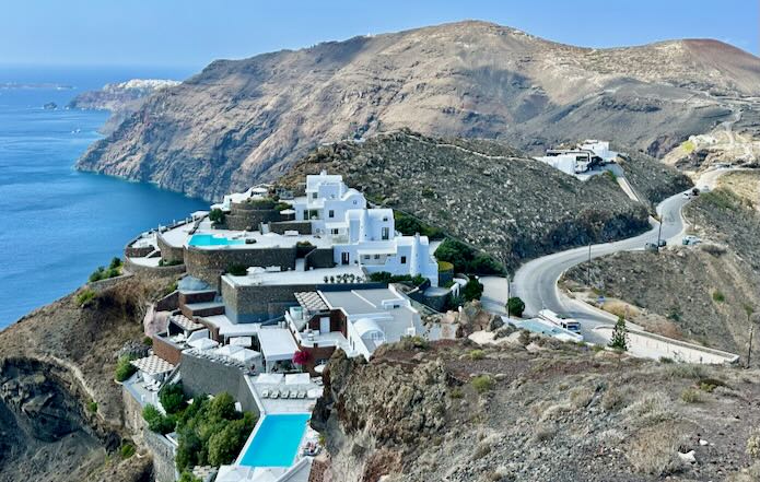 View of Oia on caldera hike.