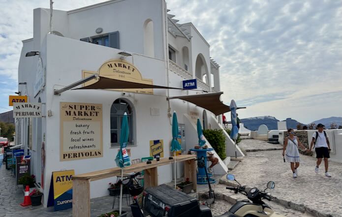 Market in Oia at the start/finish of Fira-Oia path.