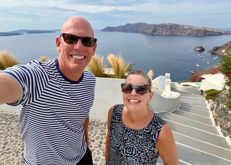 Santorini Dave and his wife in Oia, Santorini.