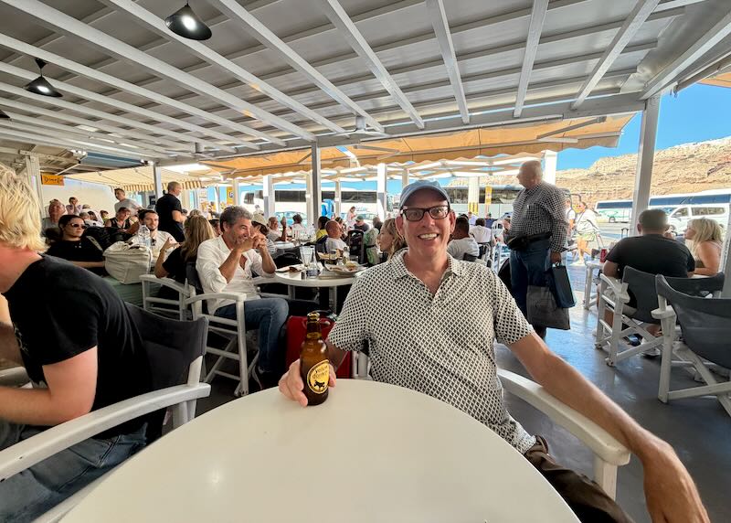 Santorini Dave at the Santorini ferry port.